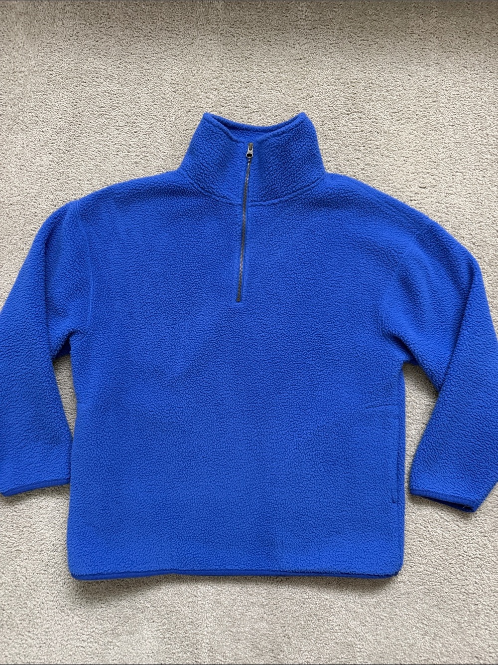 Free People Oversized Fleece Pullover Blue Size XS Quarter Zip Cozy Soft Winter